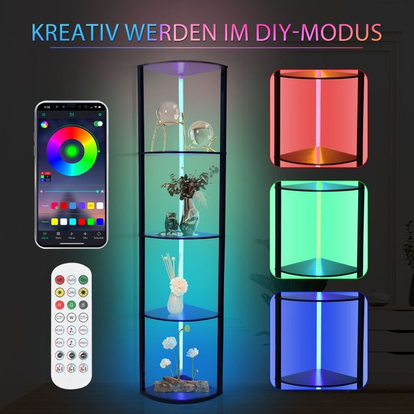 XERSEK Eckregal LED Standregal Bücherregal Vitrine günstig online kaufen