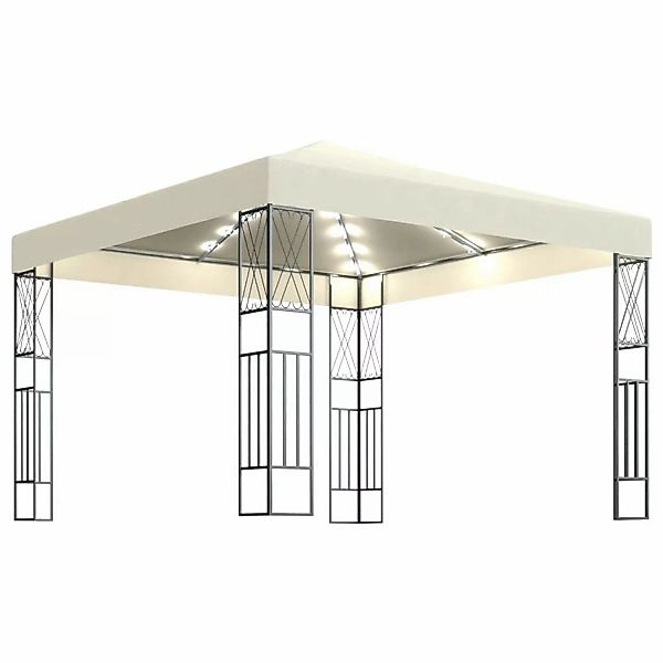 vidaXL Pavillon mit LED-Lichterkette 3x3 m Creme Stoff günstig online kaufen