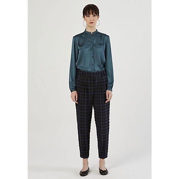 Just Like You  Hosen Marineblaue, karierte, plissierte Jacquard-Hose mit Pr günstig online kaufen
