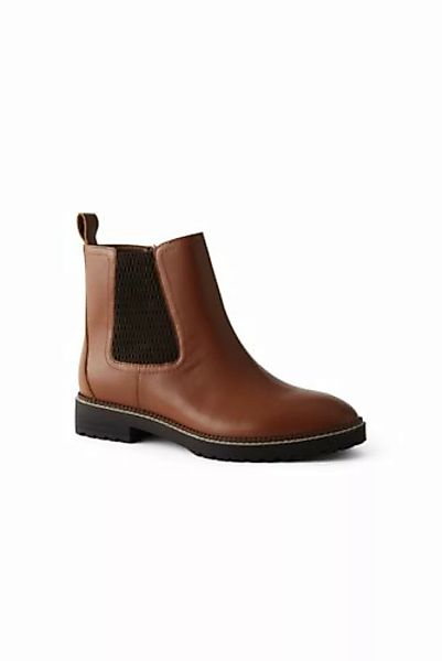 Chelsea-Boots mit Reißverschluss, Damen, Größe: 42.5 Weit, Braun, Leder, by günstig online kaufen