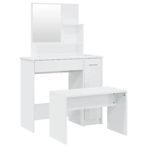 vidaXL Schminktisch Schminktisch-Set Hochglanz-Weiß 86,5x35x136 cm günstig online kaufen
