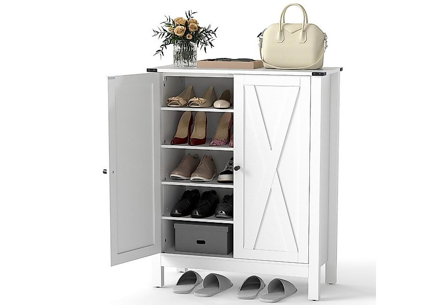 COSTWAY Schuhschrank mit Türen, verstellbarem Regal, Schuhregal Holz günstig online kaufen