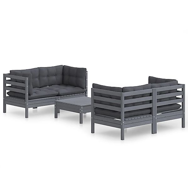 vidaXL 5-tlg Garten-Lounge-Set mit Anthrazit Kissen Kiefernholz Modell 5 günstig online kaufen