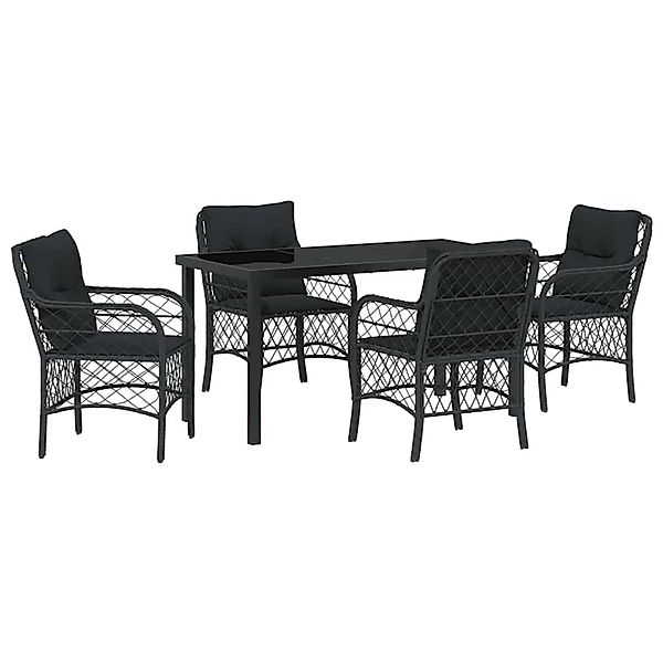vidaXL Garten Essgruppe mit Kissen 5-Tlg Schwarz Poly Rattan 3380206 günstig online kaufen