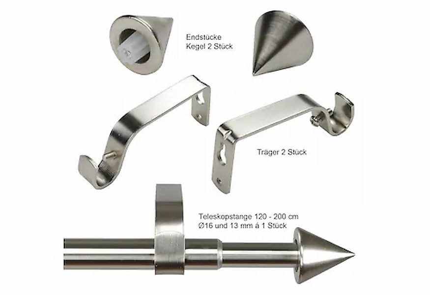 Liedeco Gardinenstange »Kegel Ã˜ 16/13 mm«, 1 läufig-läufig, ausziehbar, ed günstig online kaufen