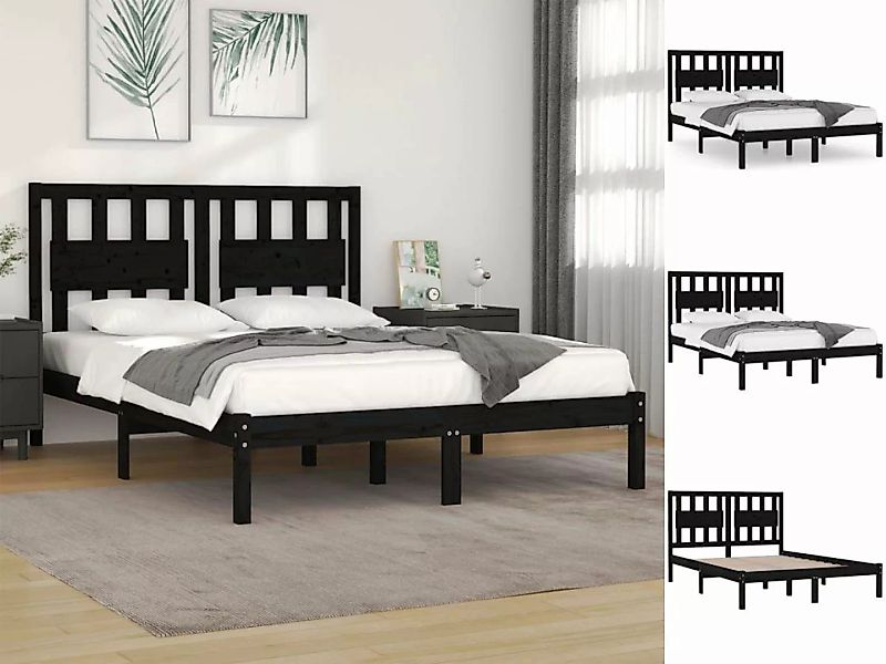vidaXL Bettgestell Massivholzbett Schwarz Kiefer 200x200 cm Doppelbett Bett günstig online kaufen