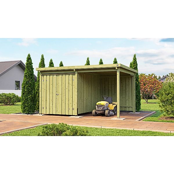Weka Lagerhaus BxT: 389 cm x 288 cm davon 194 cm Anbaudach günstig online kaufen