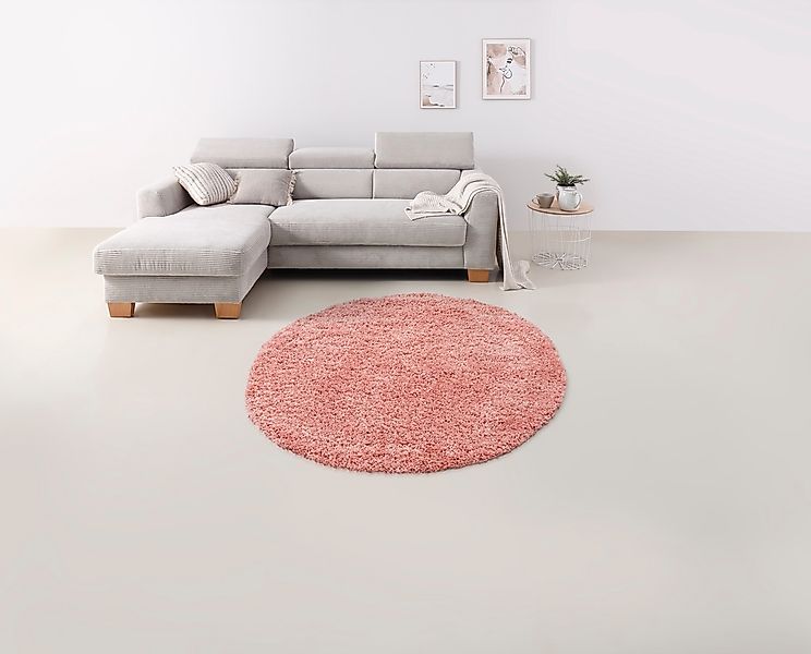 my home Teppich »Viva Teppich rund«, rund, 45 mm Höhe, Uni-Farben, einfarbi günstig online kaufen