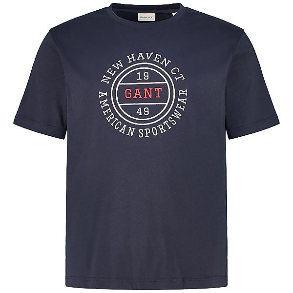 Gant T-Shirt mit Label-Stickerei Farbe dunkelblau Größe: 4XL günstig online kaufen