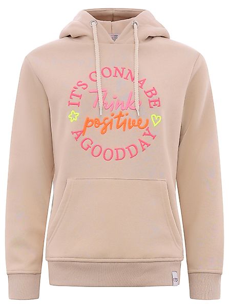 Zwillingsherz Sweatshirt, mit Kapuze und "Think positiv" Aufstick in Neonfa günstig online kaufen