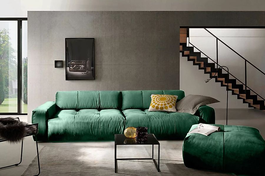 KAWOLA Big Sofa PALACE 3-Sitzer mit Sitztiefenverstellung Velvet smaragd günstig online kaufen