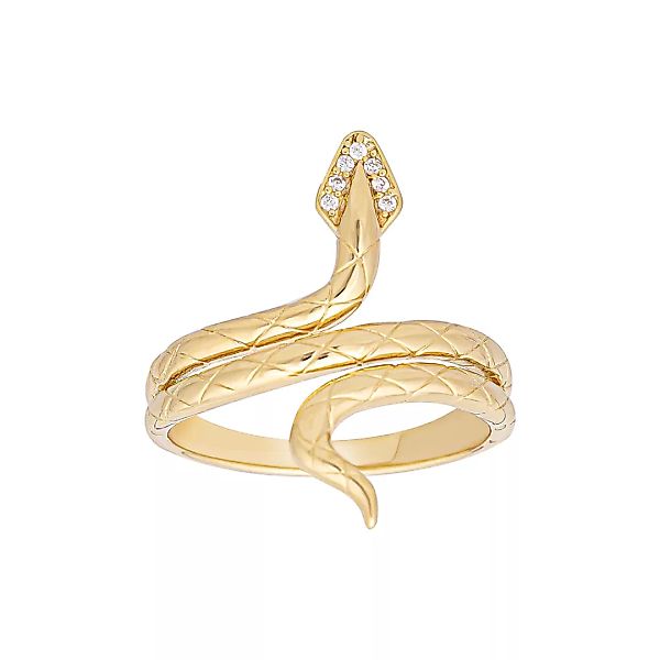 CAÏ Fingerring "925 Silber vergoldet Schlange mit Zirkonia" günstig online kaufen