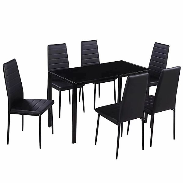 vidaXL Essgruppe 7-tlg. Essgruppe Schwarz, (6-tlg) günstig online kaufen