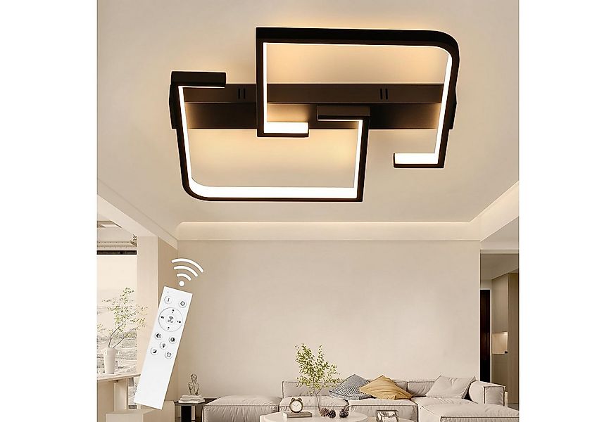 Nettlife LED Deckenleuchte Schwarz 60cm 45W Modern aus Metall dimmbar mit F günstig online kaufen