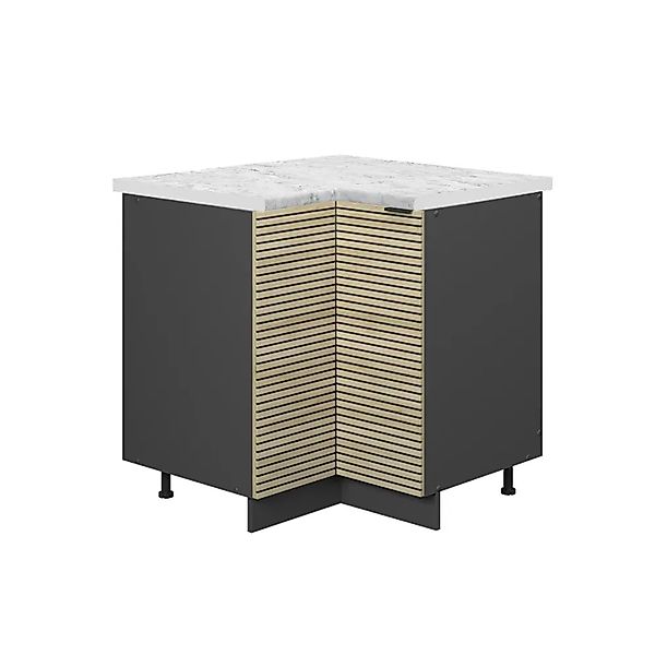 Vicco Eckschrank Fame-Line Küchen Eckschrank Eiche Paneel 81 cm AP Marmor günstig online kaufen