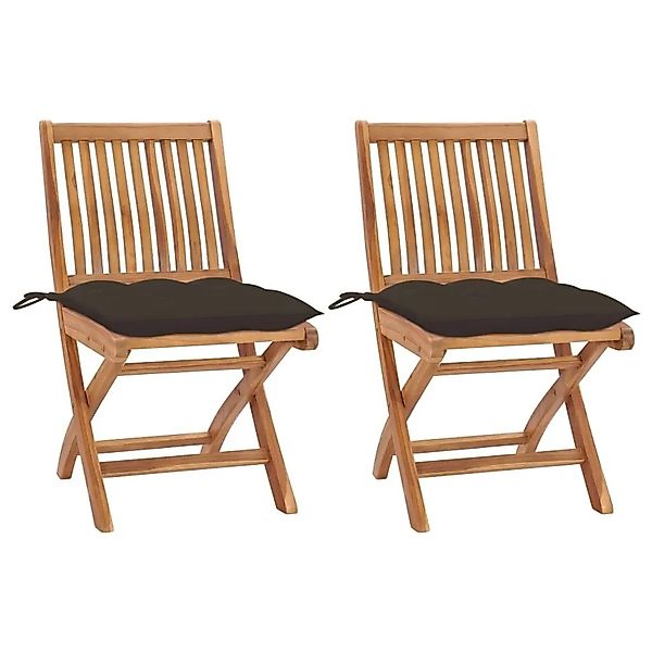 vidaXL Gartenstühle 2 Stk mit Taupe Kissen Massivholz Teak 3062456 günstig online kaufen
