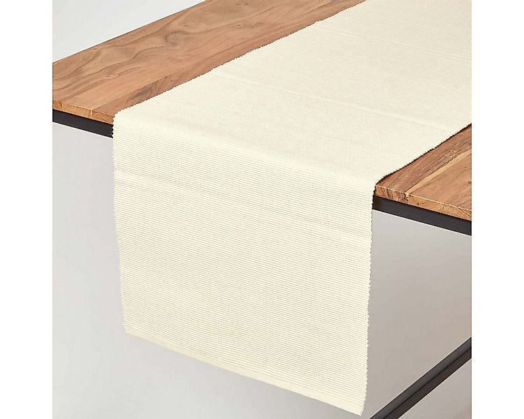 Homescapes Tischläufer Tischläufer creme – 44 x 178 cm, 100% Baumwolle günstig online kaufen