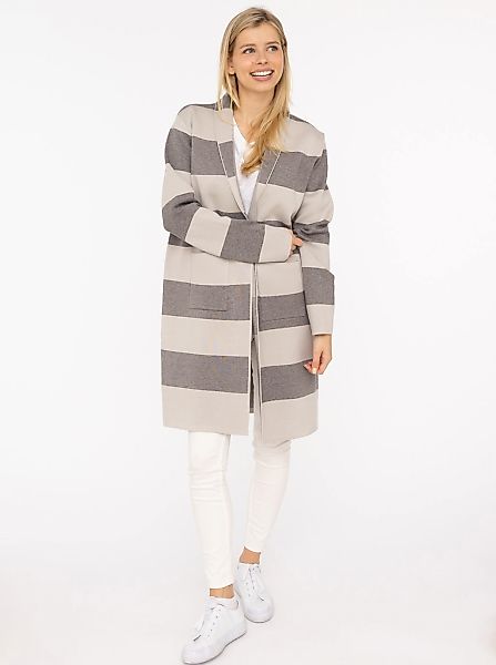 Zwillingsherz Strickjacke Schalkragen, Langarm, Taschen, knielang, Bockstre günstig online kaufen