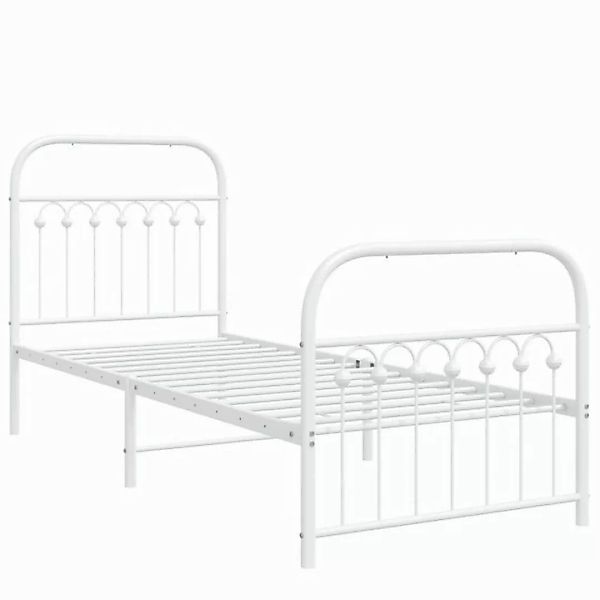 vidaXL Bett Bettgestell mit Kopf- und Fußteil Metall Weiß 75x190 cm günstig online kaufen