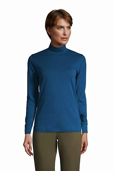 Stehkragen-Shirt, Damen, Größe: 48-50 Normal, Blau, Baumwolle, by Lands' En günstig online kaufen