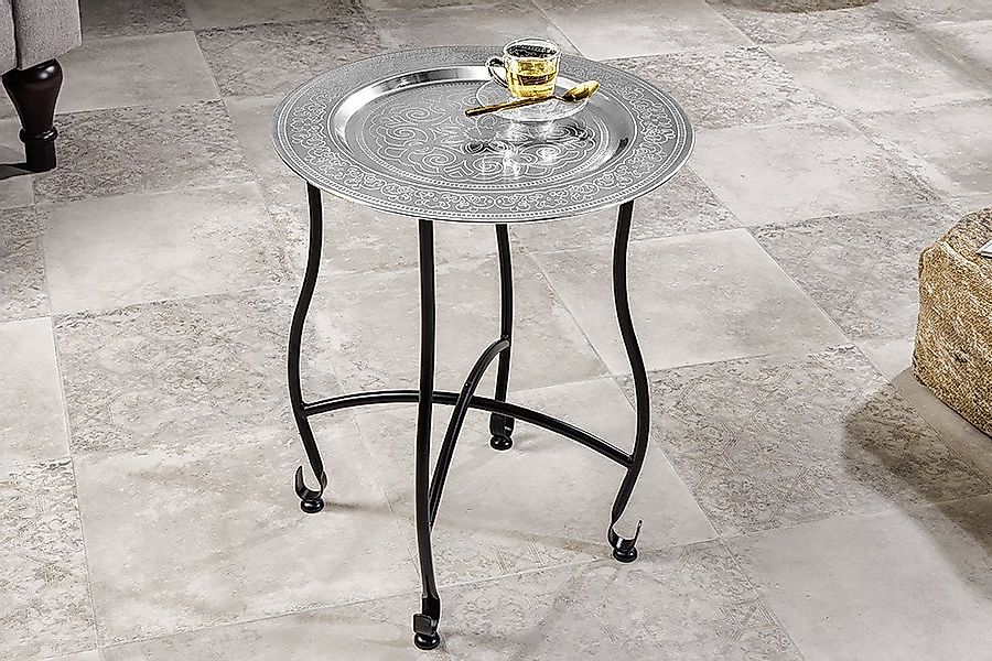 riess-ambiente Beistelltisch MARRAKESCH 50cm silber / schwarz · Wohnzimmert günstig online kaufen