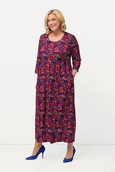 Ulla Popken Maxikleid Jerseykleid grafischer Druck A-Linie Rundhals günstig online kaufen