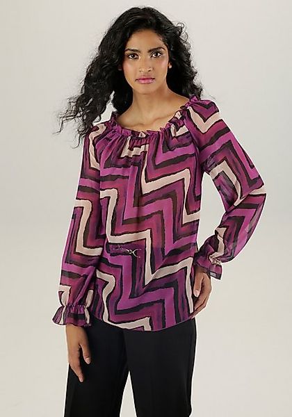 Aniston SELECTED Carmenbluse mit Rüschen am Ausschnitt günstig online kaufen