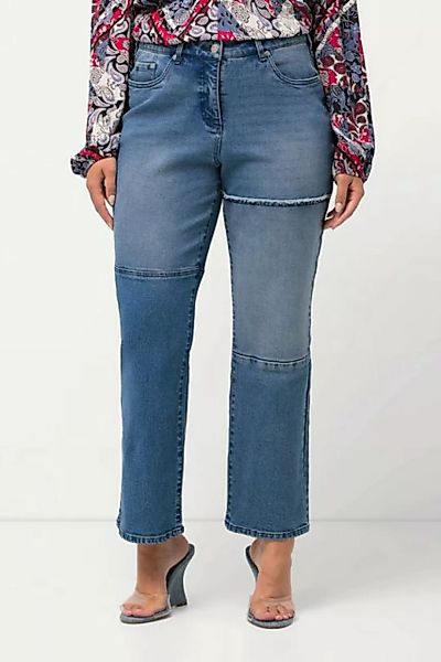 Ulla Popken 5-Pocket-Jeans Jeans Mandy Patchlook Schmucknhte weites Bein günstig online kaufen