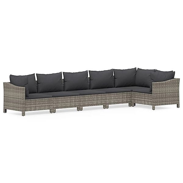 vidaXL 6-Tlg Garten-Lounge-Set mit Kissen Grau Poly Rattan 3187276 günstig online kaufen