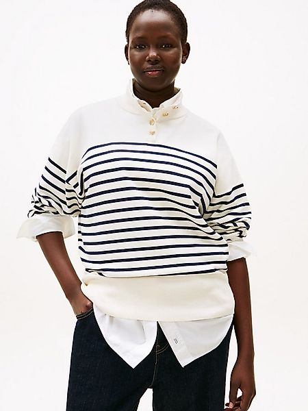 Tommy Hilfiger Curve Stehkragenpullover CRV CO JERSEY GOLD BTN MK-NK SWT in günstig online kaufen