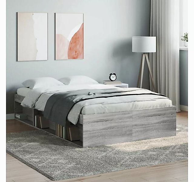 vidaXL Bettgestell Bettrahmen Grau Sonoma 120x190 cm Bett Bettgestell günstig online kaufen