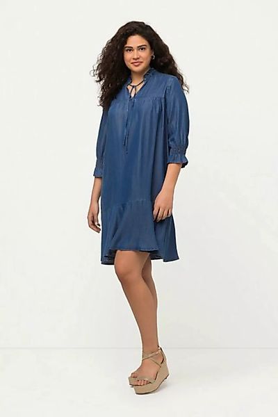 Ulla Popken Jerseykleid Lyocell-Kleid Jeansoptik Tunika-Ausschnitt 3/4-Arm günstig online kaufen