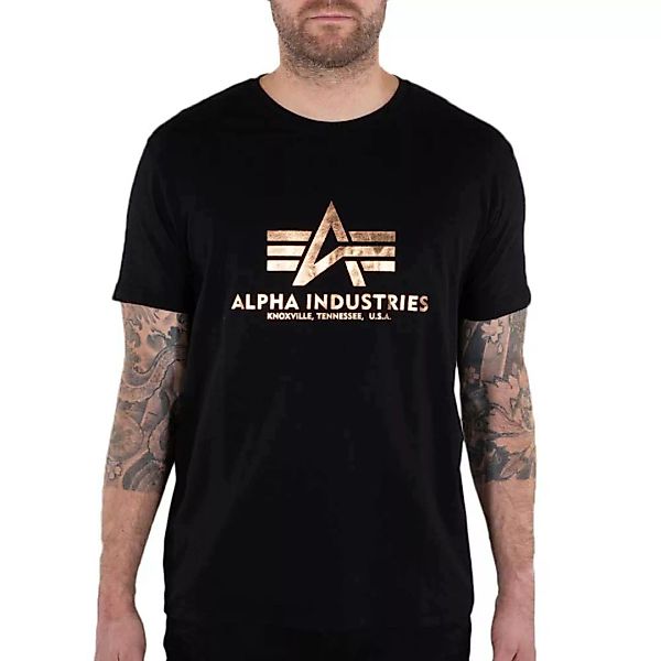 Alpha Industries Basic Foil Print Kurzärmeliges T-shirt XL Black / Copper günstig online kaufen