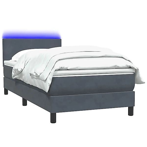vidaXL Boxspringbett mit Matratze & LED Dunkelgrau 90x220 cm Samt 3316720 günstig online kaufen