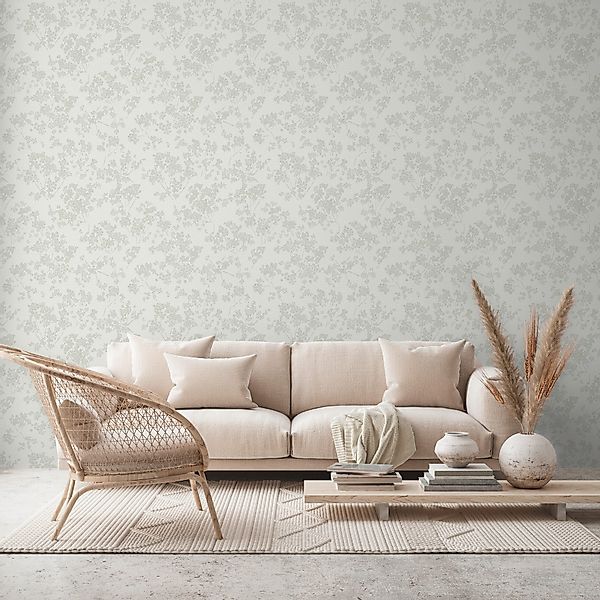 Bricoflor Japanische Kirschblüten Tapete Weiß Grün Moderne Florale Tapete H günstig online kaufen