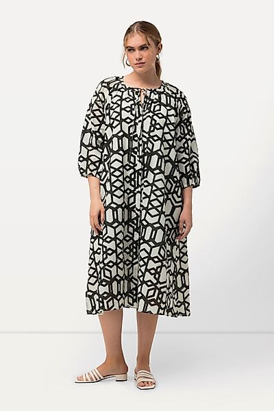 Ulla Popken Midikleid Midikleid Spitzendetails Tunika-Ausschnitt günstig online kaufen