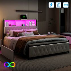 Furnishings Home Polsterbett Stauraumbett Doppelbett LED günstig online kaufen