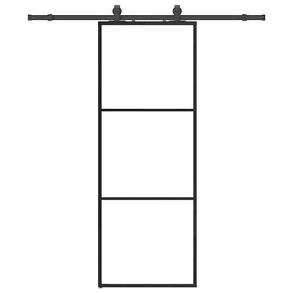 vidaXL Schiebetür mit Beschlag Schwarz 76x205 cm ESG-Glas 3375781 günstig online kaufen