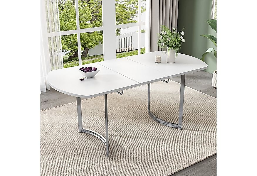 Flieks Esstisch (erweiterbare Tischplatte, silberfarbene Beine, 1-St., 1 Ti günstig online kaufen