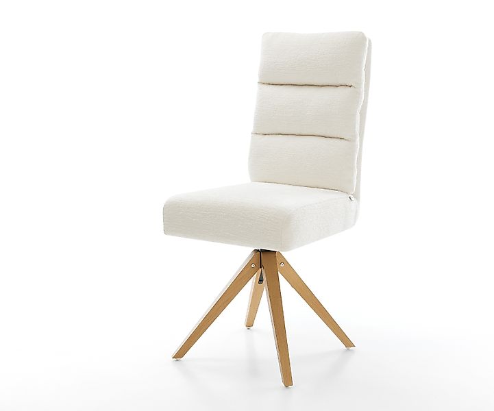 Drehstuhl Pela-Flex Bouclé Soft Beige Holzgestell kantig Natur 180° drehbar günstig online kaufen