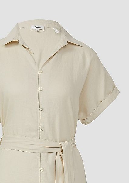 s.Oliver Maxikleid Midikleid aus Leinenmix mit Eingrifftaschen Raffung günstig online kaufen