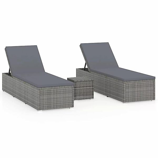 vidaXL Gartenliege 3-tlg. Garten-Sonnenliegen mit Teetisch günstig online kaufen