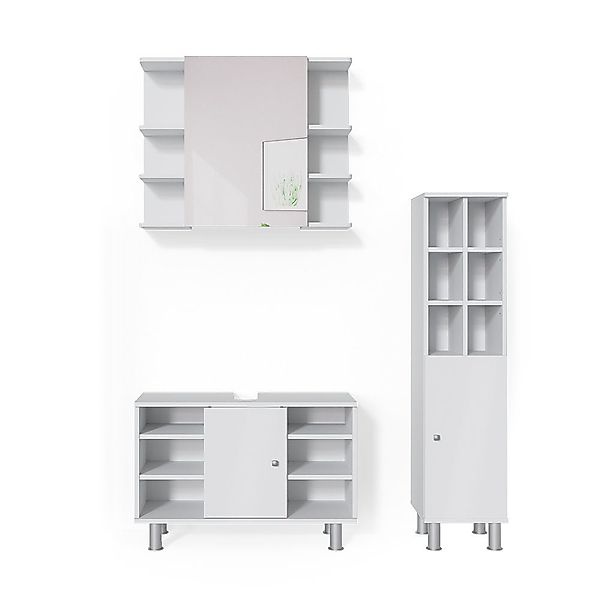 Vicco Badmöbel-Set Fynn, Weiß, 3 Teile, günstig online kaufen