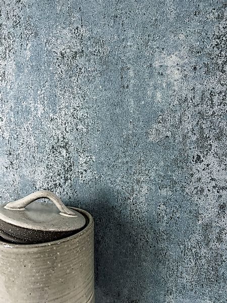 Newroom Vliestapete, Blau Tapete Modern Beton günstig online kaufen