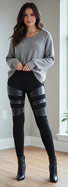 Bas Bleu Shapingleggings Push-Up-Effekt am Po, dezente Lederoptik günstig online kaufen