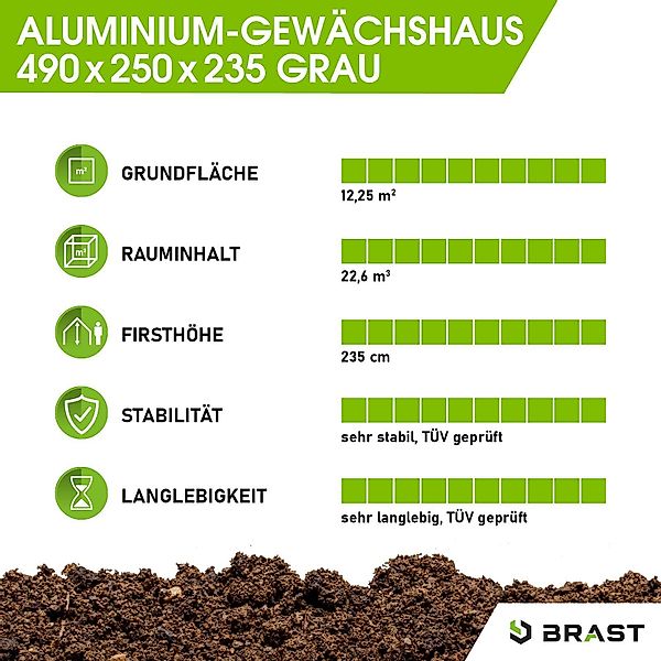 BRAST Gewächshaus ALU mit Fundament rostfrei günstig online kaufen
