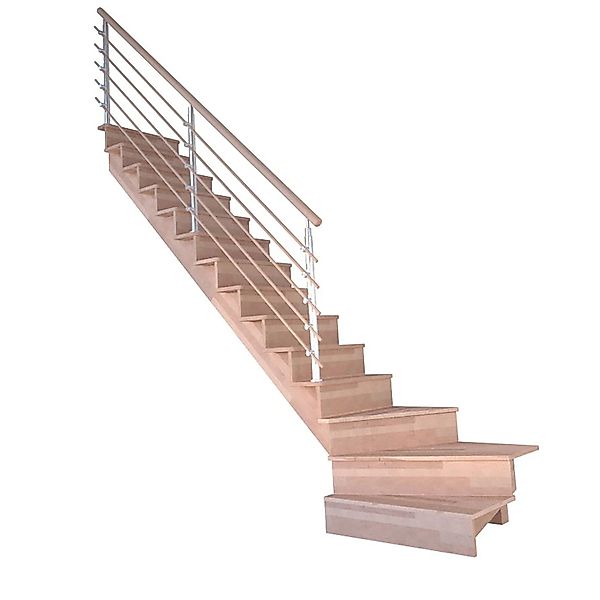 Treppe Lindos Buche Gewendelt L Setzstufen 80 cm Design-Geländer-Holzstäbe günstig online kaufen