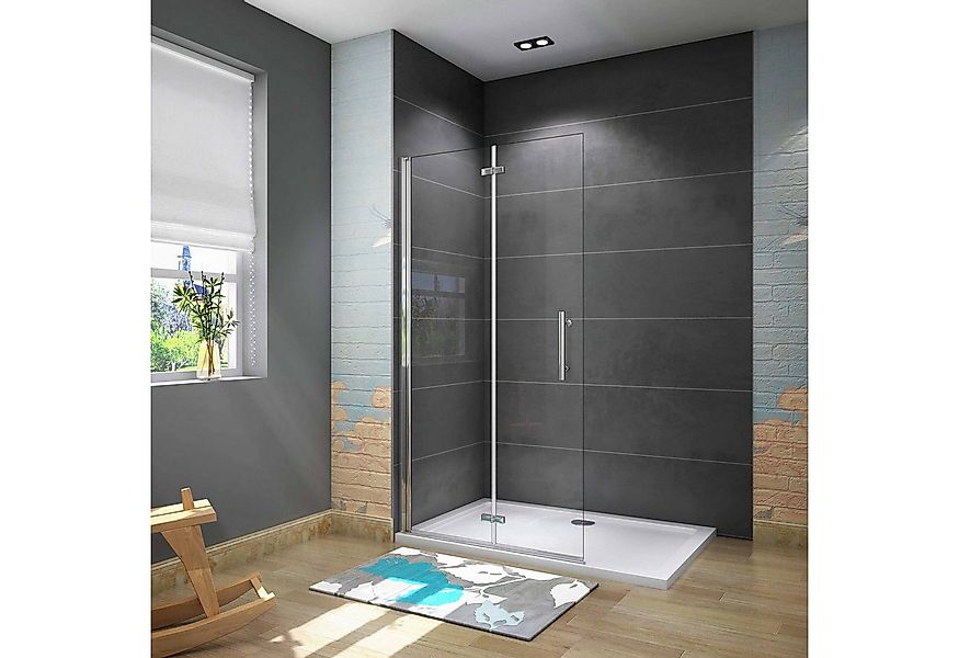 AICA Walk-in-Dusche H:185/195cm Duschtrennwand Duschtür Scharniertür Drehtü günstig online kaufen
