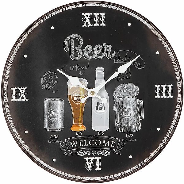 Ambiente Haus Wanduhr "Wanduhr - Beer 28cm" günstig online kaufen