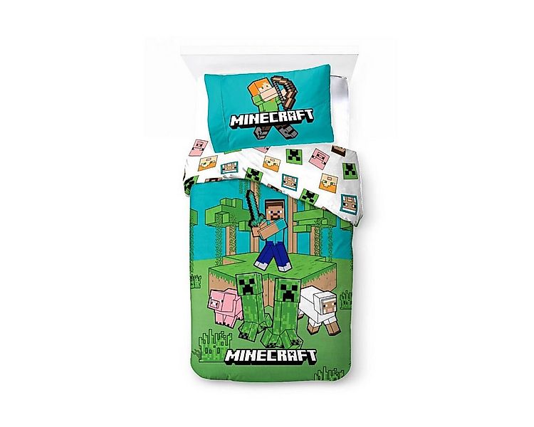 Minecraft Kinderbettwäsche Minecraft Jungle Explore Bettwäsche 140x200cm günstig online kaufen
